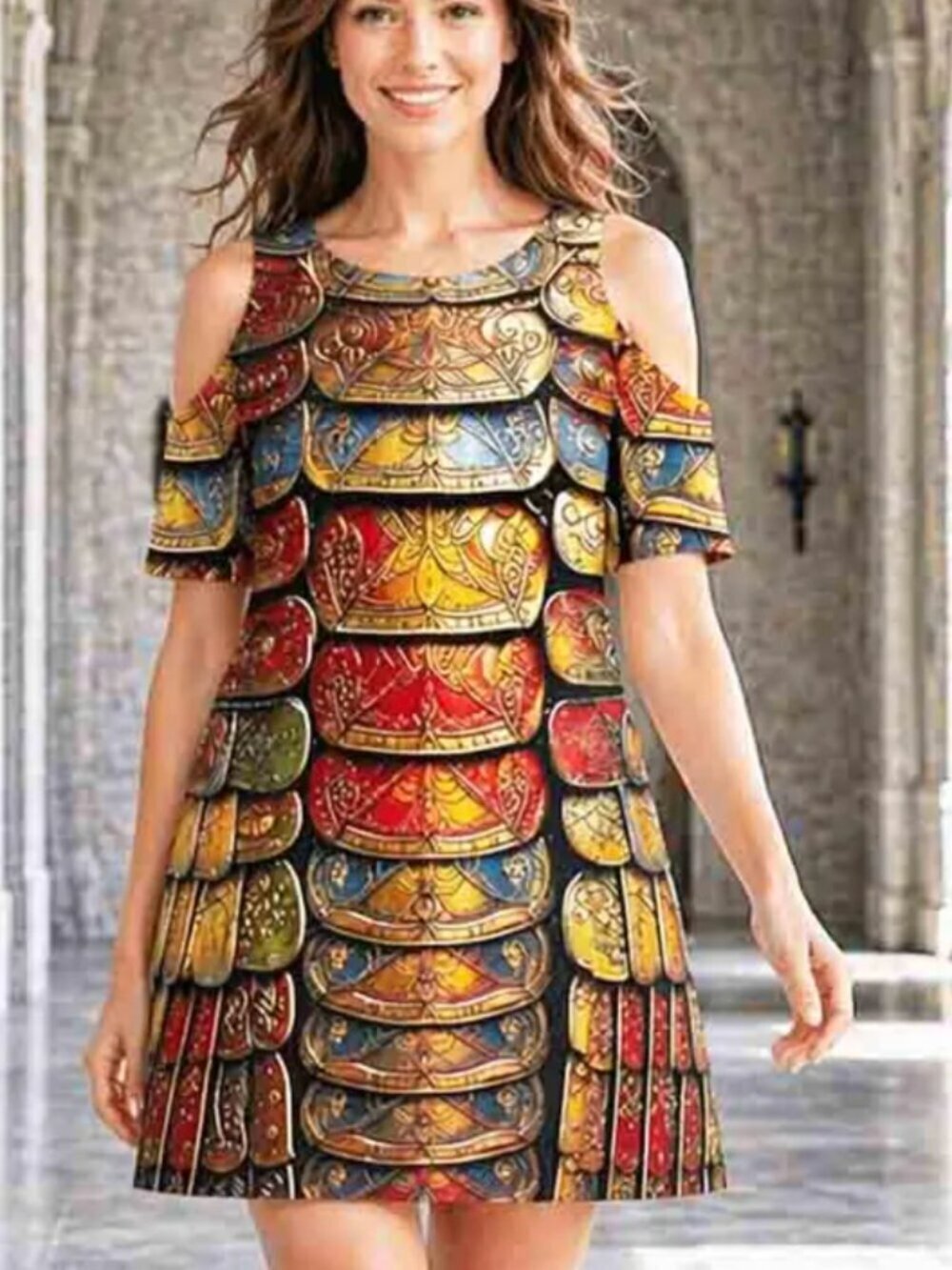 Medieval Armor Cotton Short Mini Dress Festival Gladiator size Large Renaissance